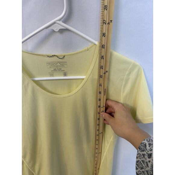 Patagonia Air Flow Lightweight Fast Drying Women T-shirt Sz M Yellow Athletic - Picture 7 of 10